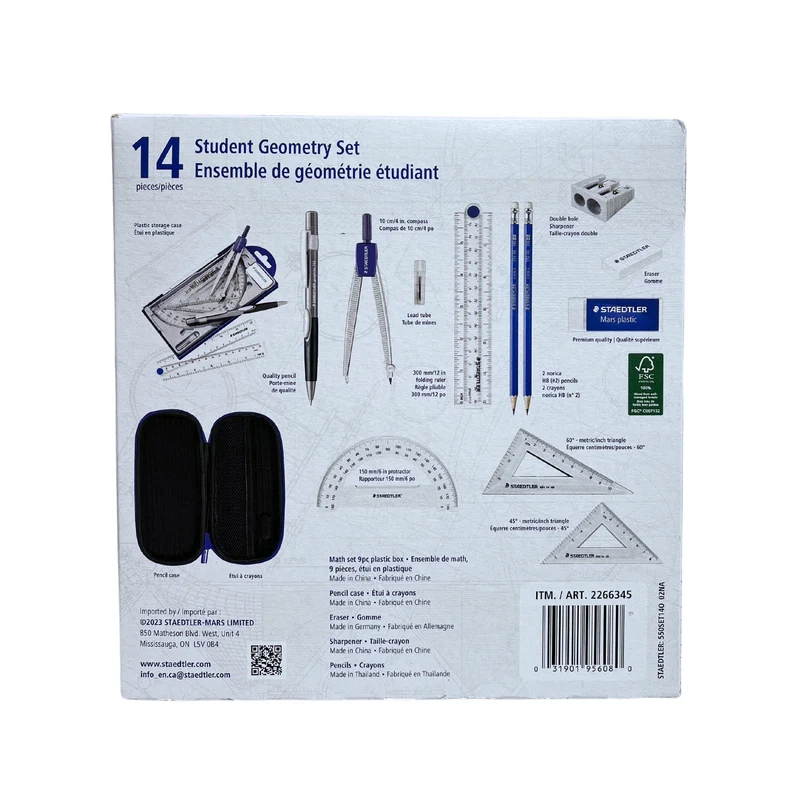 STAEDTLER - Ensemble de Géométrie de 14 Pièces pour Étudiant