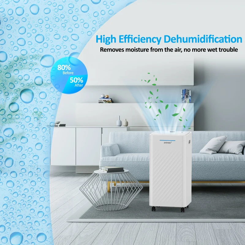 AROVEC 2-in-1 Smart Dehumidifier & Air Purifier – 16L/Day, 2.5L Tank, 50m² Coverage