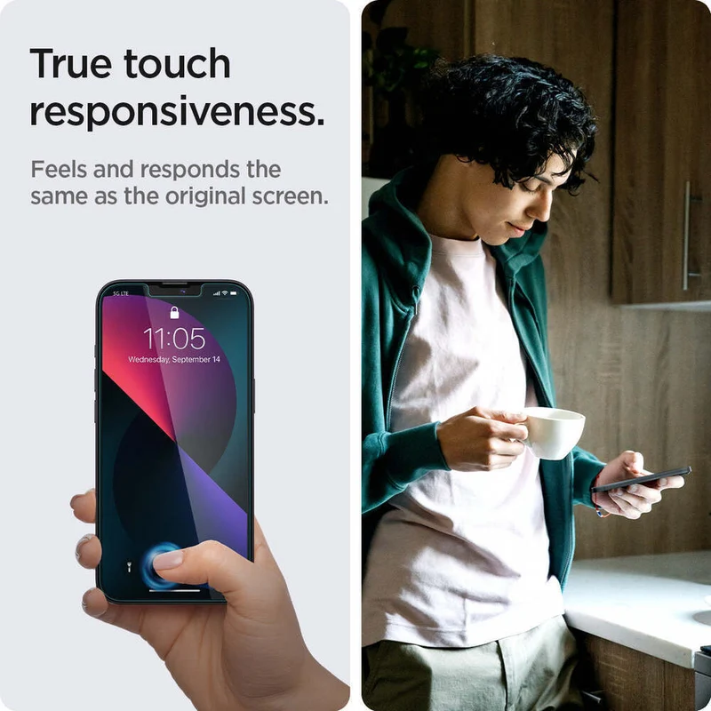 Spigen Apple iPhone GLAS.tR EZ Fit Slim 2 Pack Tempered Glass Screen Protector for 17e/16e/14/13/13 Pro (Clear)