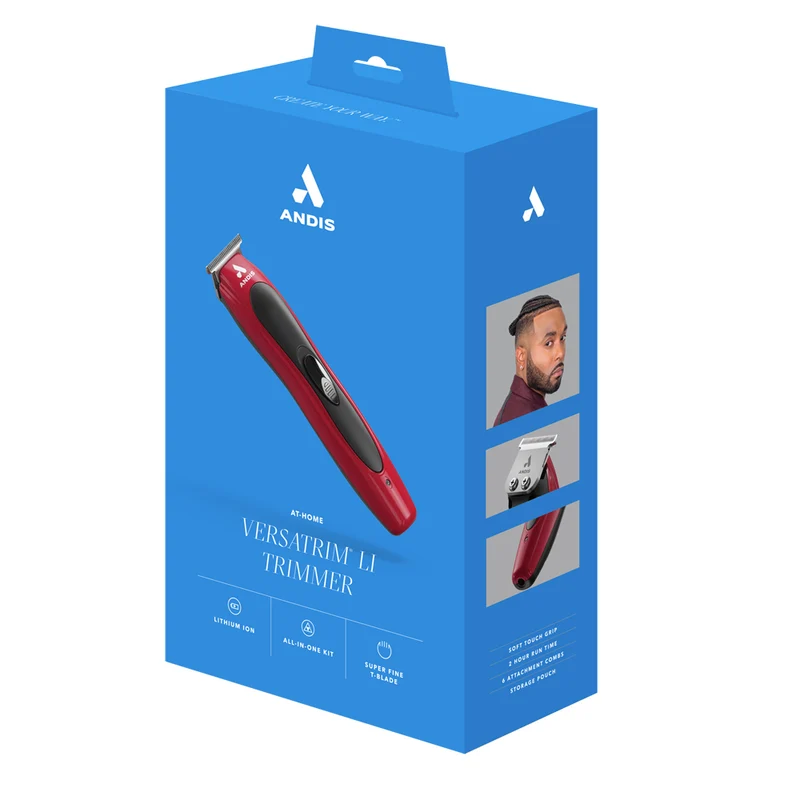 Andis BTF3 Red Versa Trimmer Stainless Steel T-Blade Hair Clipper with Comb Set