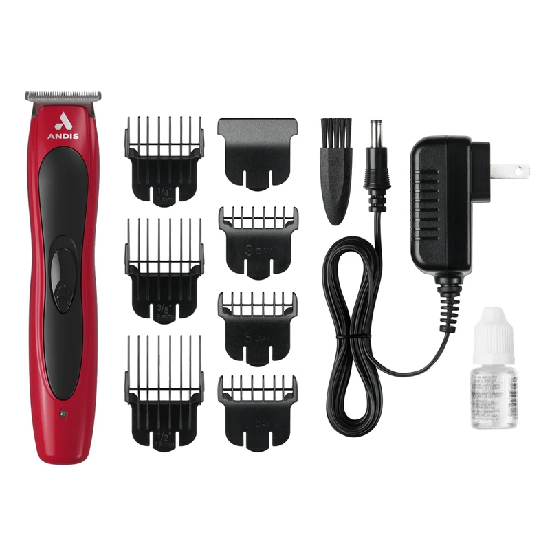 Andis BTF3 Red Versa Trimmer Stainless Steel T-Blade Hair Clipper with Comb Set