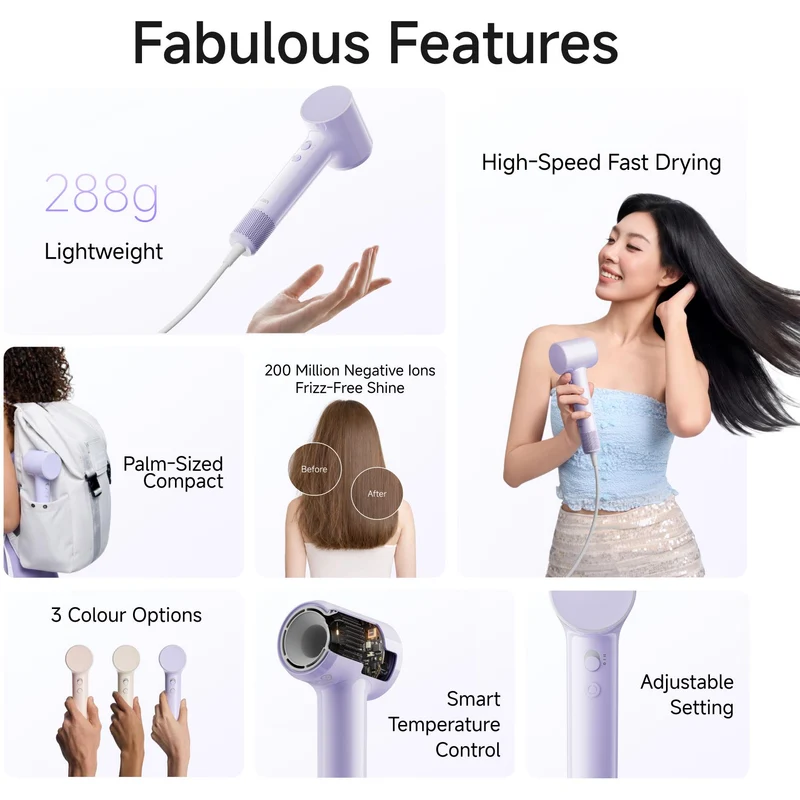 Laifen Air High-Speed Hair Dryer (Glossy Purple)