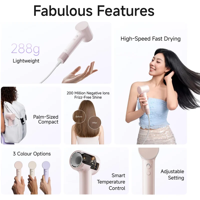 Laifen Air High-Speed Hair Dryer (Glossy Pink)
