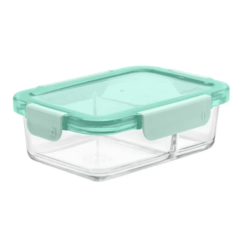 ELLO - Ensemble de 5 Contenants pour Aliments en Verre à 2 Compartiments Color Lock