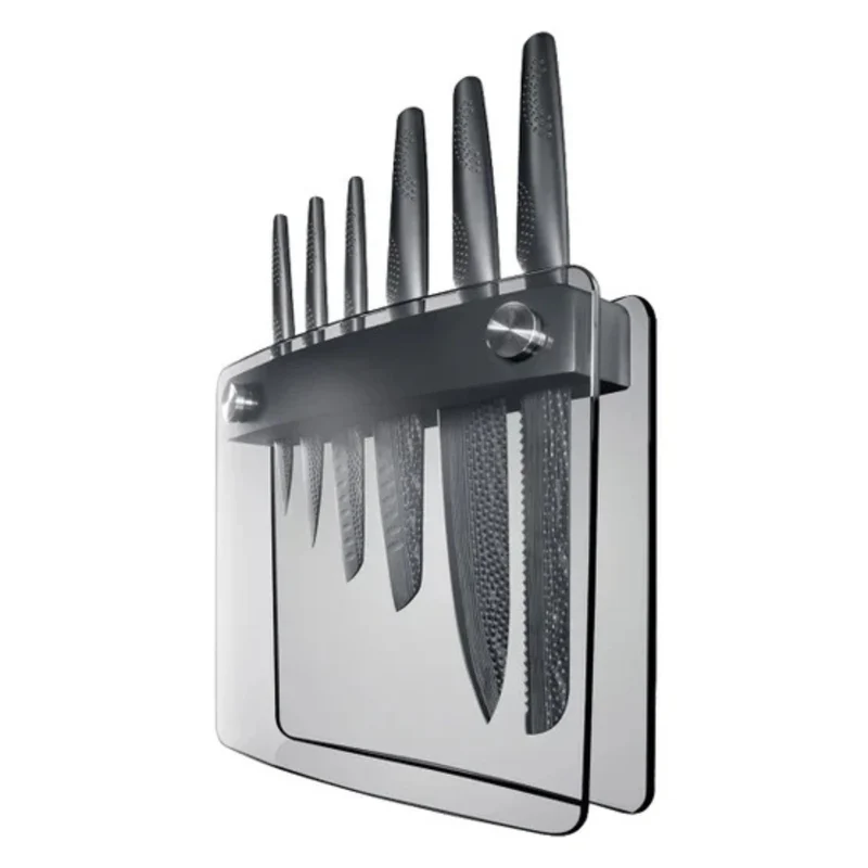 CUISINE PRO - Ensemble de 6 Couteaux avec Bloc de Rangement Black Samurai iD3 Sakai
