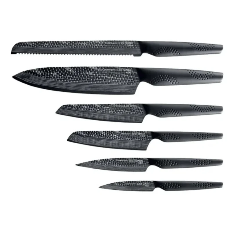 CUISINE PRO - Ensemble de 6 Couteaux avec Bloc de Rangement Black Samurai iD3 Sakai