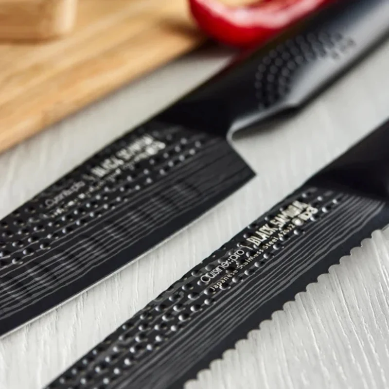 CUISINE PRO - Ensemble de 6 Couteaux avec Bloc de Rangement Black Samurai iD3 Sakai