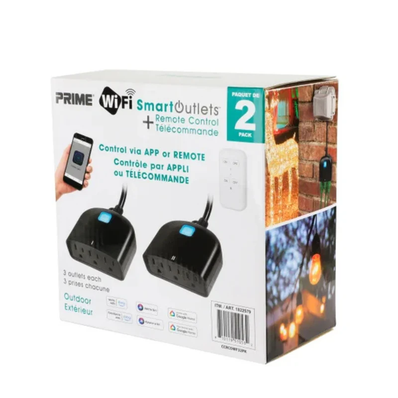 PRIME - Paquet de 2 Multiprises Intelligentes d'Extérieur