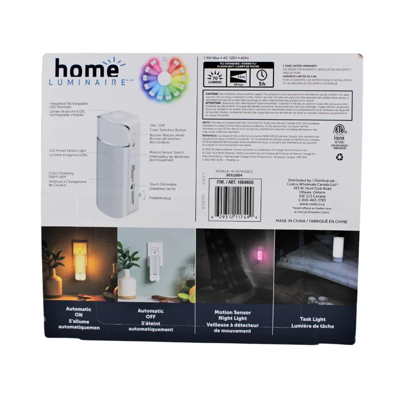 HOME LUMINAIRE - Ensemble de 3 Lumières d'Urgence et Veilleuses 5 en 1