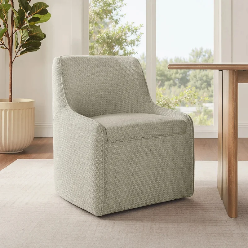 AIDEN & IVY - Chaise de Salle à Manger en Tissu Sans Accoudoirs avec Roulettes