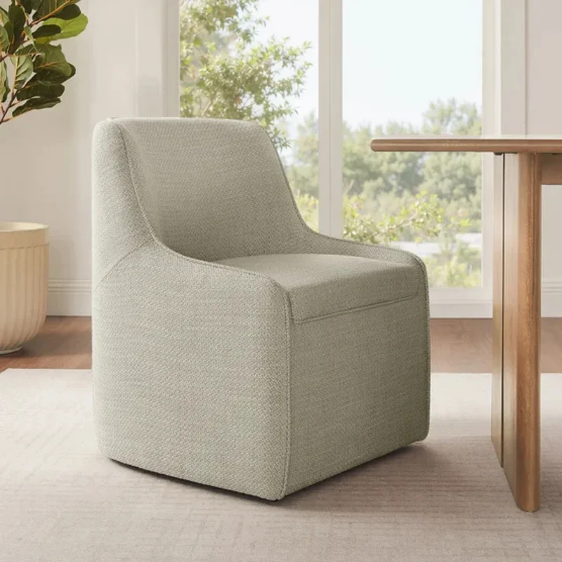 AIDEN & IVY - Chaise de Salle à Manger en Tissu Sans Accoudoirs avec Roulettes