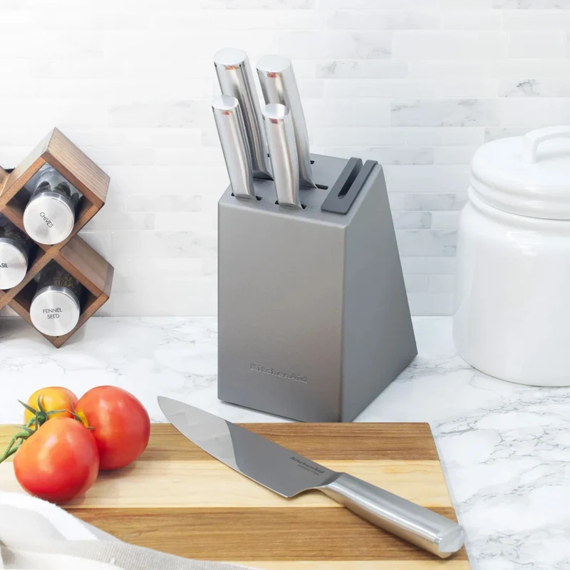 KITCHENAID - Ensemble de 5 Couteaux avec Bloc de Rangement