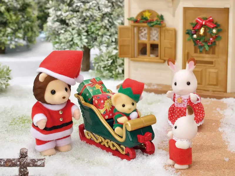 Epoch Sylvanian Families Seasonal Lion Santa Christmas Set SE-206 Certified Toy Dollhouse For Ages 3+