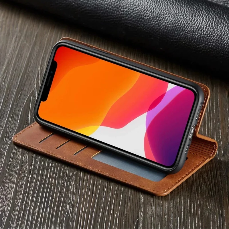 Custodia Wallet per iPhone – Flip Case con scomparti per carte, chiusura magnetica e funzione stand