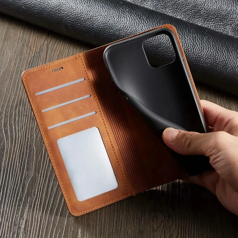 Custodia Wallet per iPhone – Flip Case con scomparti per carte, chiusura magnetica e funzione stand
