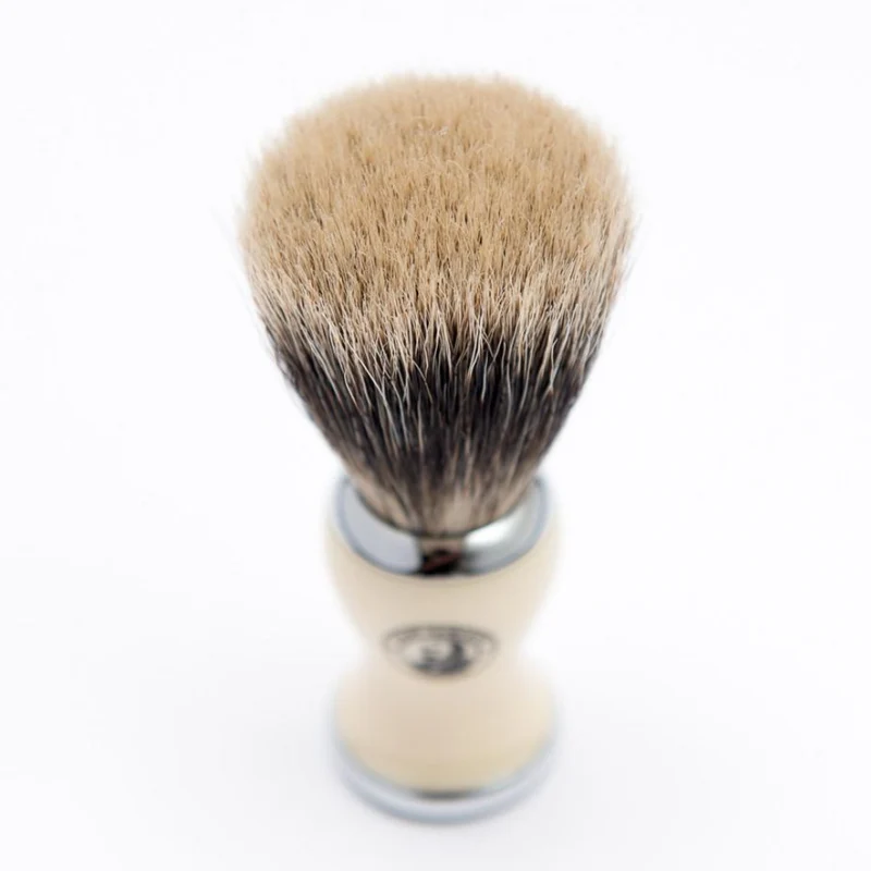 Blaireau en résine "Super Badger Shaving Brush" Ivoire - Grande taille (33mm/1.29")