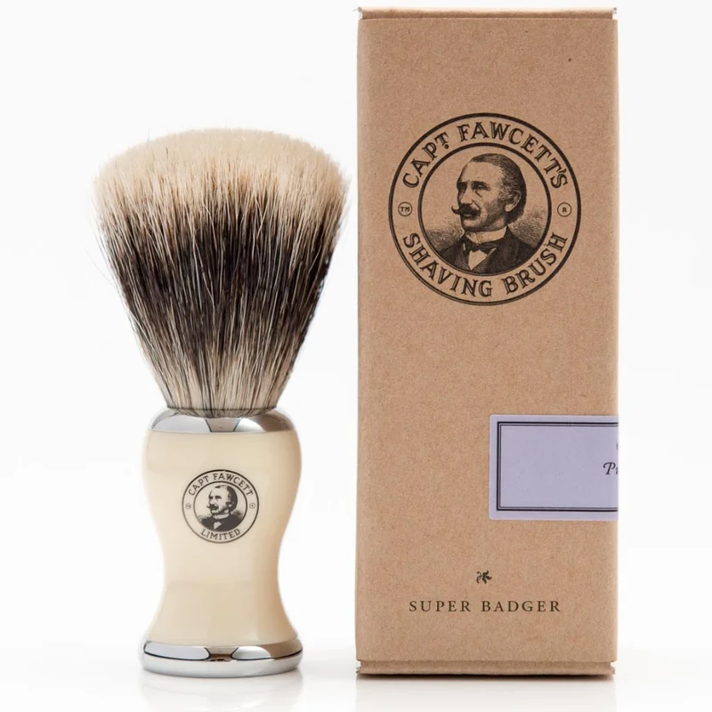 Blaireau en résine "Super Badger Shaving Brush" Ivoire - Grande taille (33mm/1.29")
