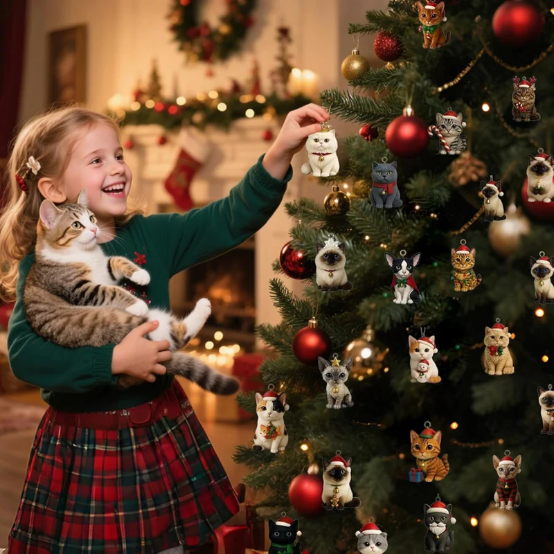 Calendrier chat forme sapin Noël