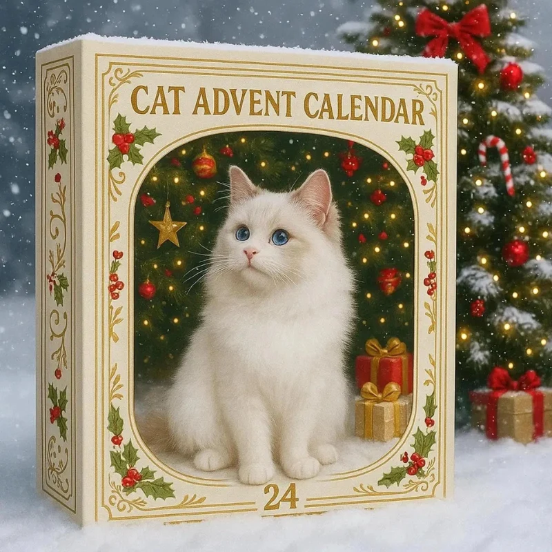 Calendrier chat forme sapin Noël