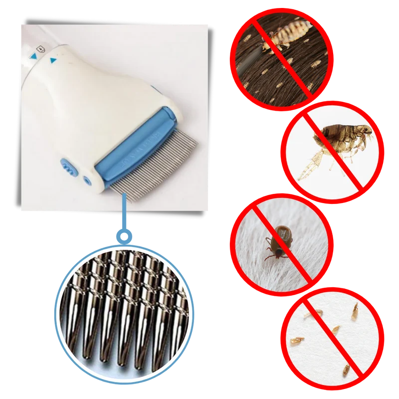 Peigne anti-poux électrique pour cheveux & poils