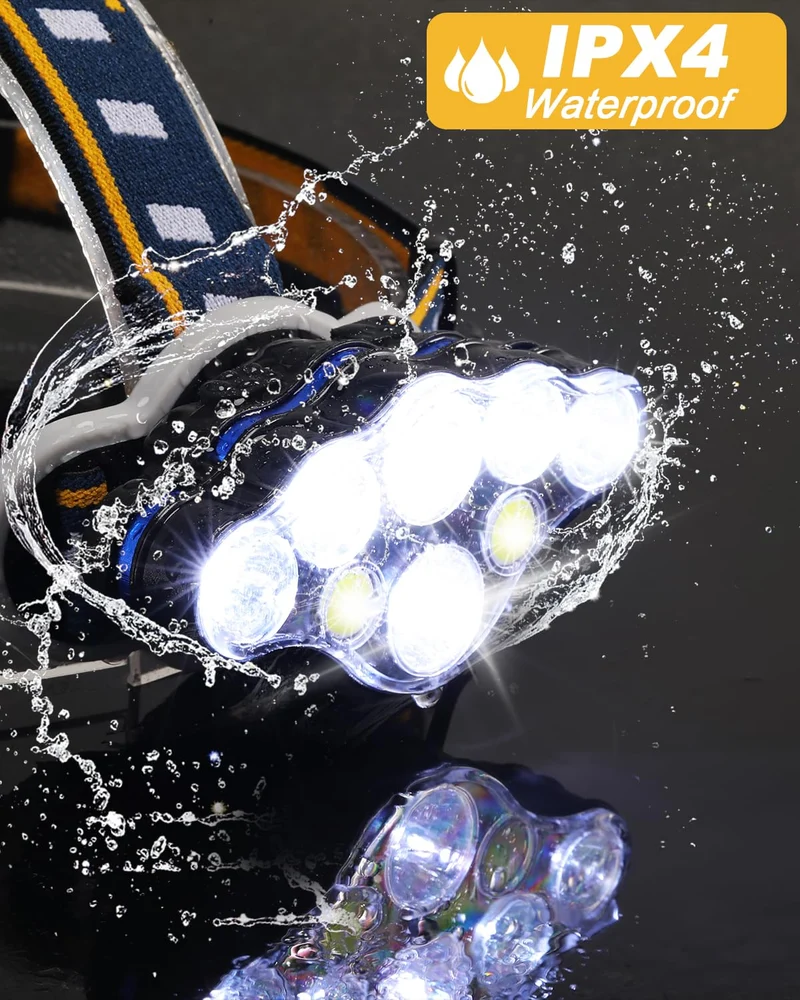 Ochter 18000 Lumen Torcia Frontale Ricaricabile - Potente, Impermeabile & USB