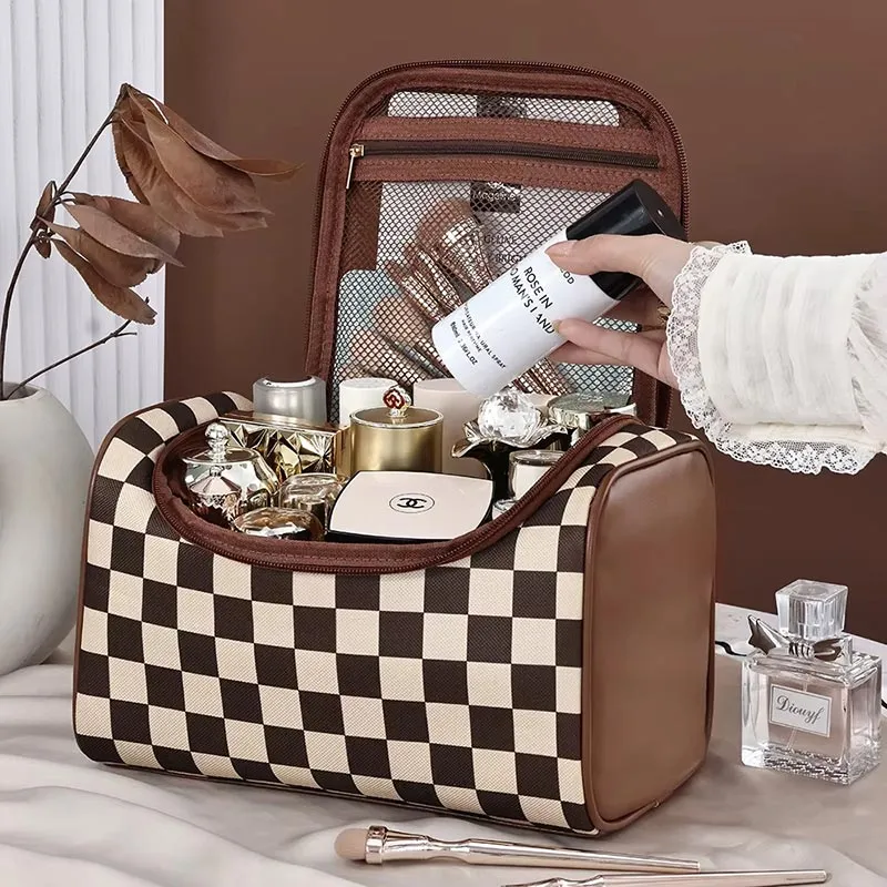 Pochette beauté damier grande capacité