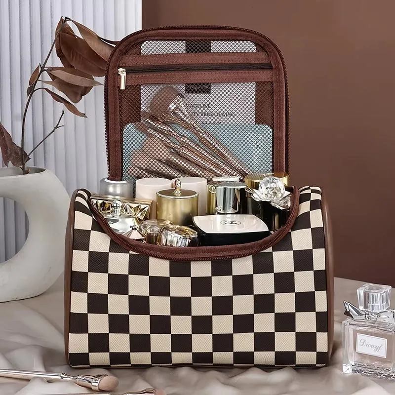 Pochette beauté damier grande capacité
