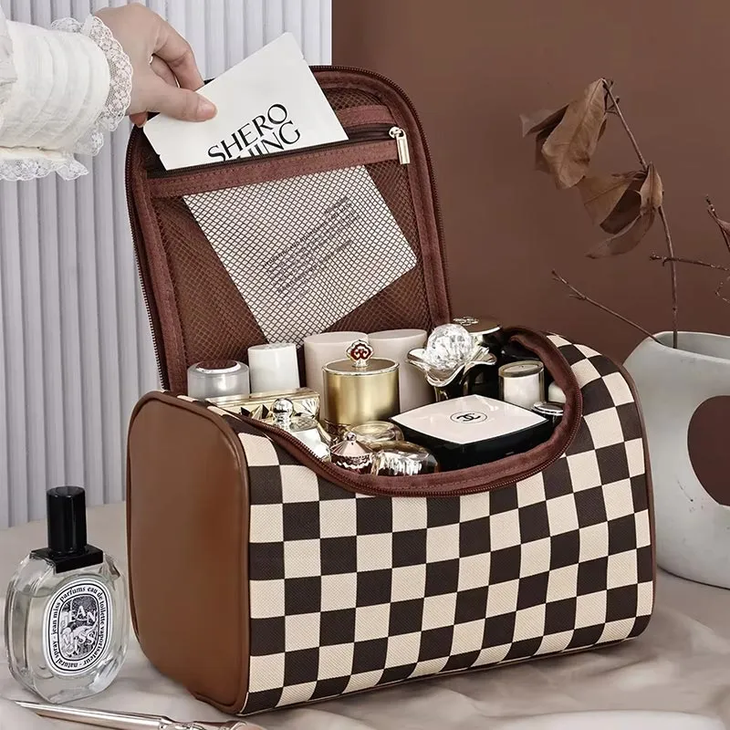 Pochette beauté damier grande capacité