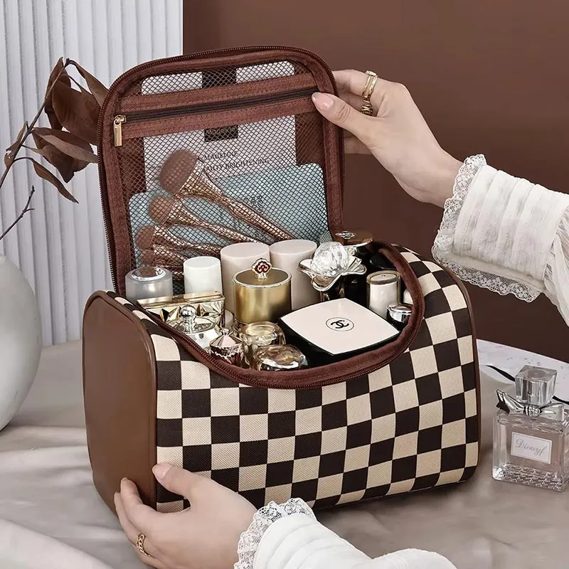 Pochette beauté damier grande capacité