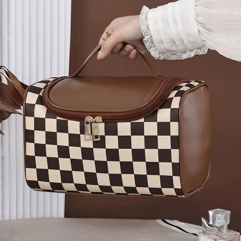 Pochette beauté damier grande capacité