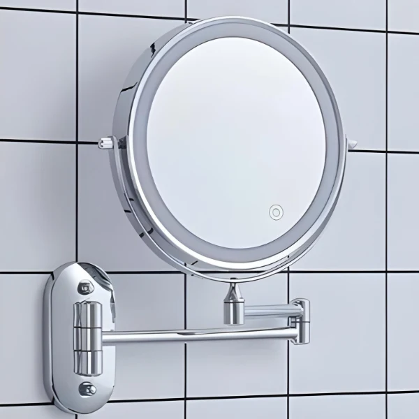 Specchio ingranditore LED per donne con design cromato ricaricabile