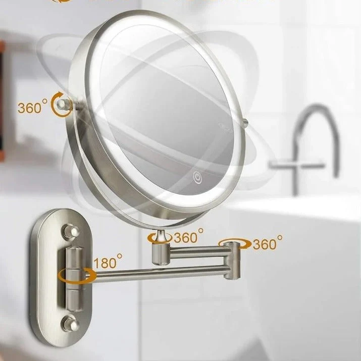 Specchio ingranditore LED per donne con design cromato ricaricabile