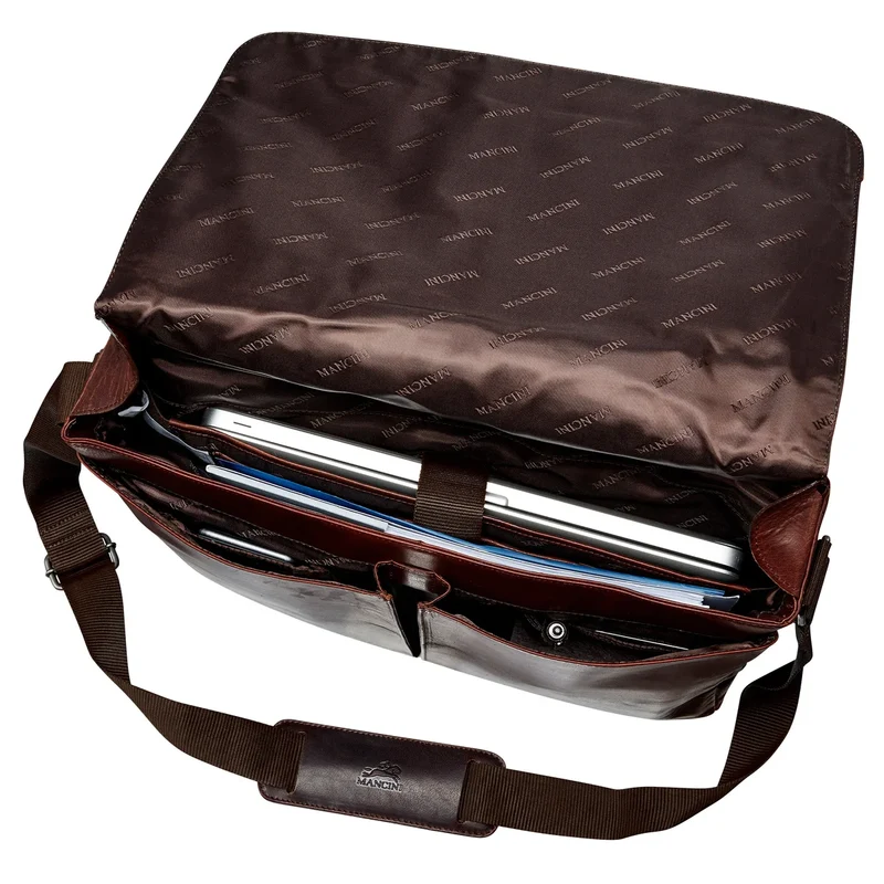 MANCINI - Sac Messager en Cuir pour Ordinateur Portable