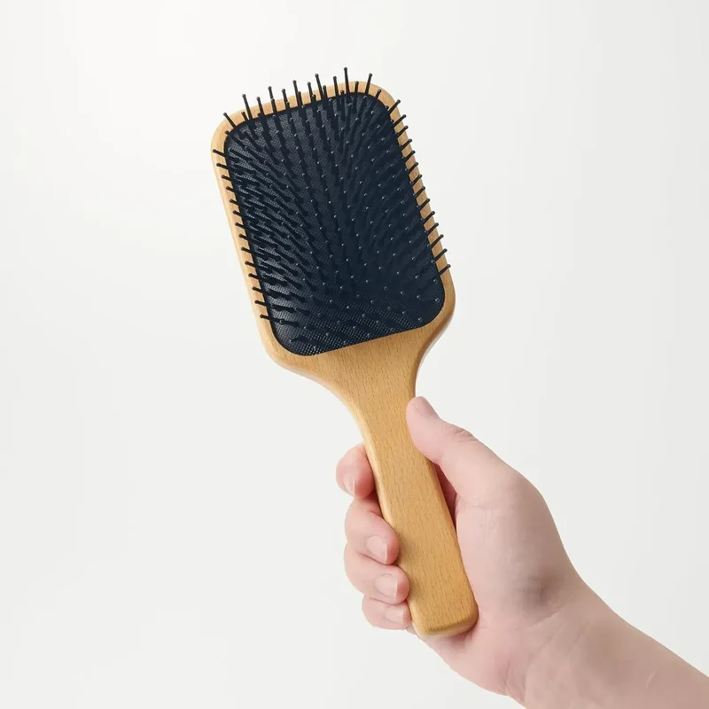 Muji Beech Wood Scalp Care Hair Brush for Gentle Grooming 23.5cm