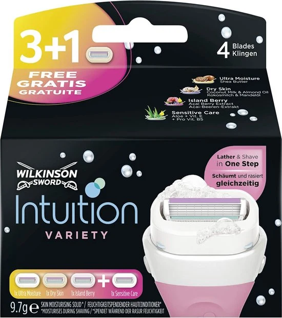 3x Wilkinson Intuition 2 in 1 Navulmesjes Variety 4 stuks