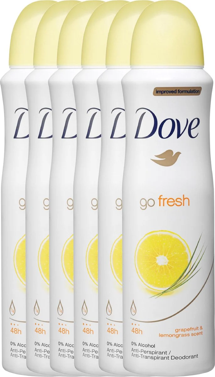 Dove go fresh grapefruit Women - 150 ml - deodorant spray - 4 st - Voordeelverpakking 4x150