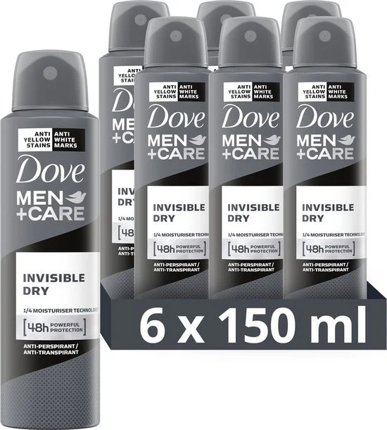 Dove Men+Care Invisible Dry Anti-transpirant Deodorant Spray - 6 x 250 ml - Voordeelverpakking