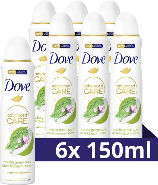 Dove Advanced Care Anti-Transpirant Deodorant Spray - Matcha & Sakura - 6 x 150 ml