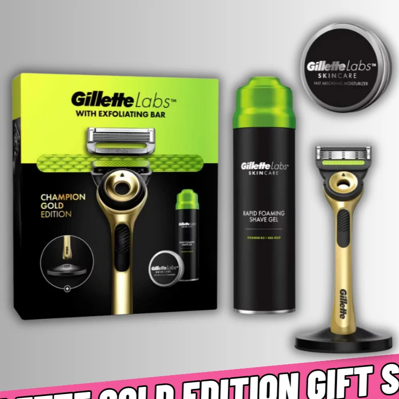 Gillette Labs Champion Gold Edition Razor With Shaving Gel & Moisturiser