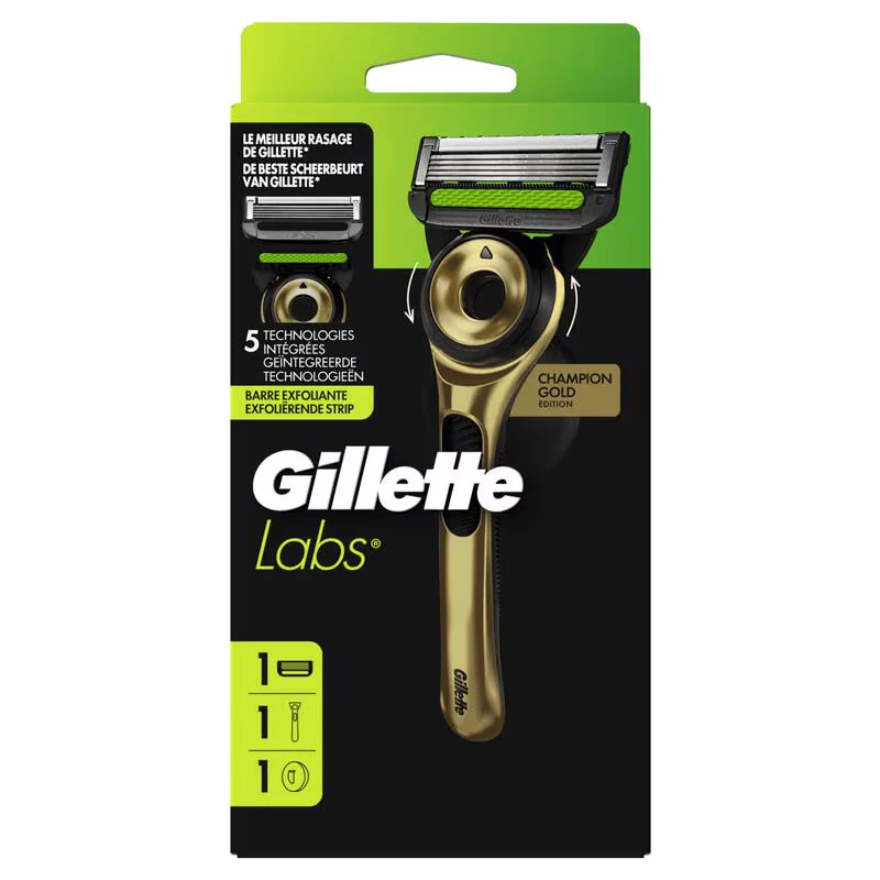 GilletteLabs Met Exfoliërende Strip Scheersysteem Champion Gold - 1 Handvat + 5 scheermesjes