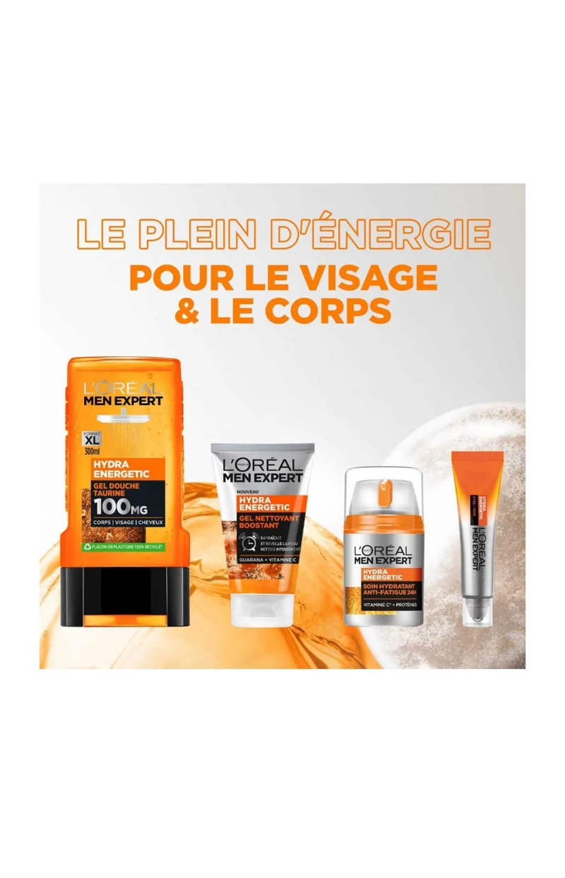 Crème hydratante anti-fatigue - Hydra-Energétic - Guarana & vitamine C - Homme - 50 ml