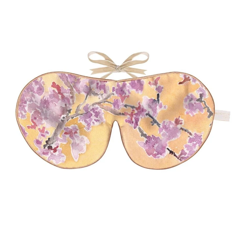 Printed Silk Lavender Eye Mask Cherry Blossom