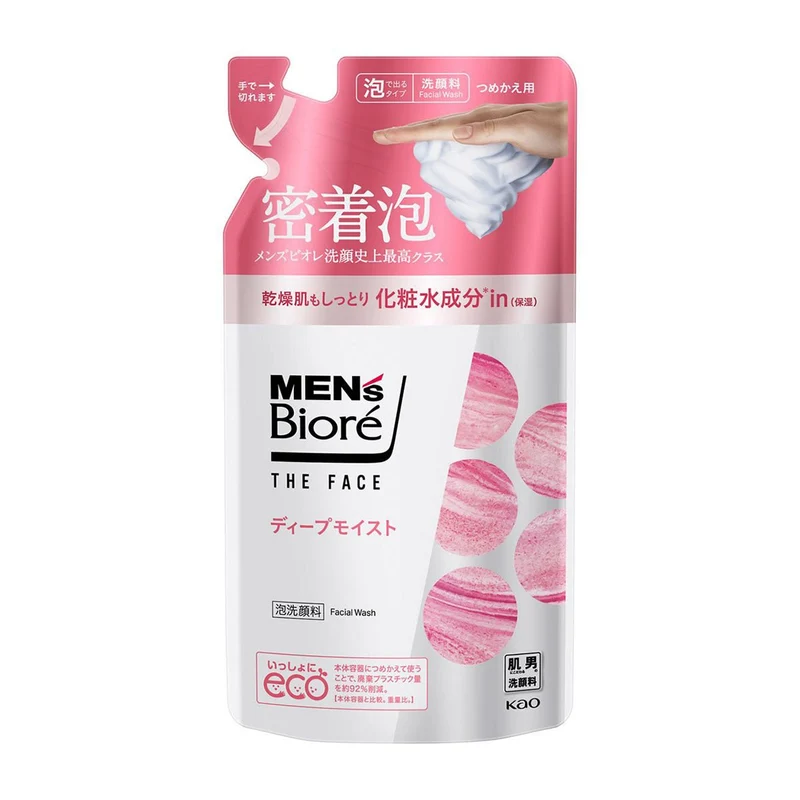 Mens Biore The Face Deep Moist Refill 170ml