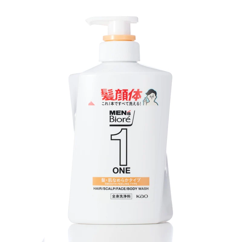 Mens Biore ONE All in One Hair Skin Body Wash Smooth Type 480ml