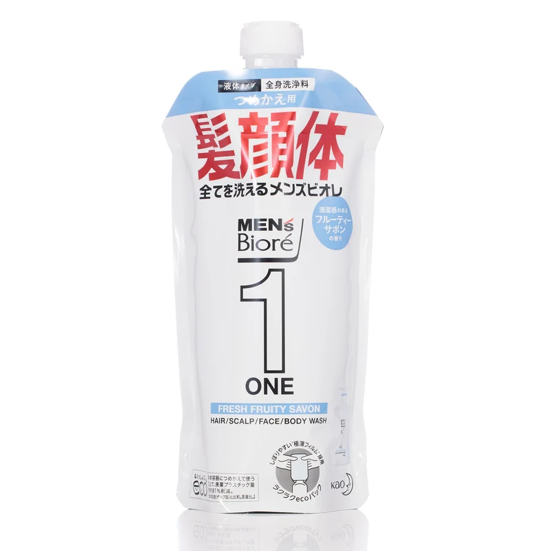 Mens Biore ONE All In One Body Cleanser Fruity Savon Refill 340ml