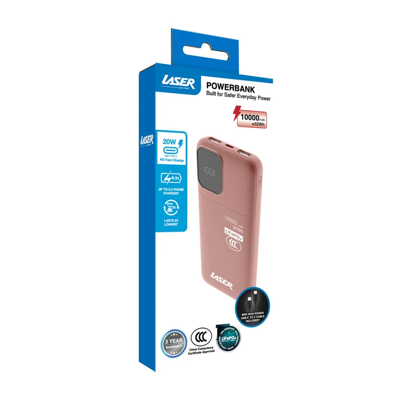 Laser 10000mAh LiFePO4 20W Power Bank (Clay)
