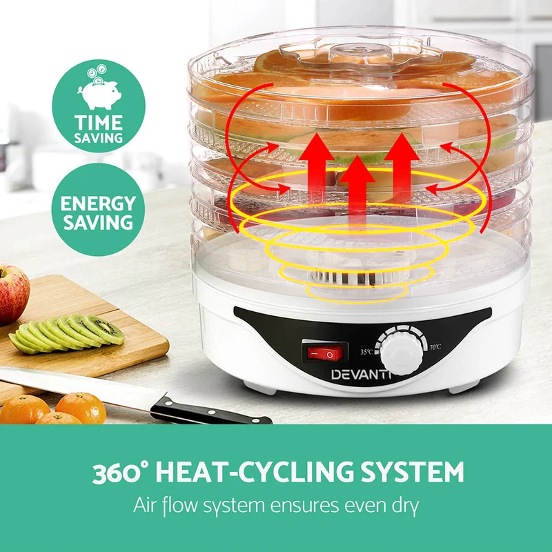 Devanti 5 Trays Food Dehydrator (White)