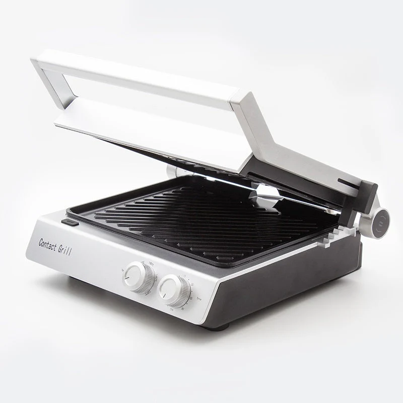 Nero Deluxe Sandwich Press Toaster Contact Grill 4 Slice Grooves with Timer
