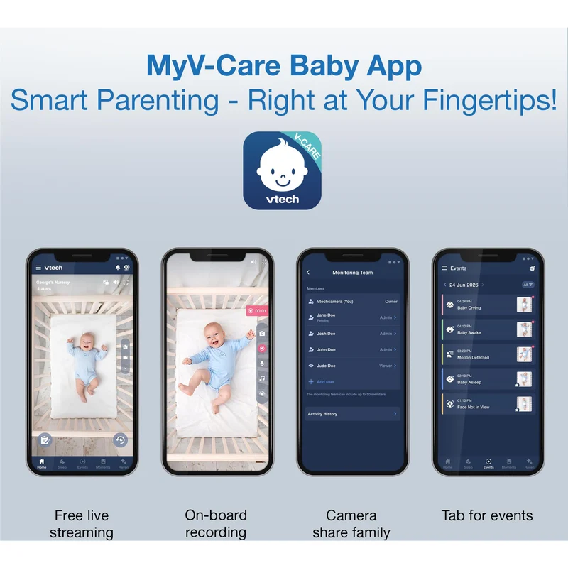 VTech V-Care 2 5” Smart Non-Contact Well-Being Baby Monitor with Remote Access