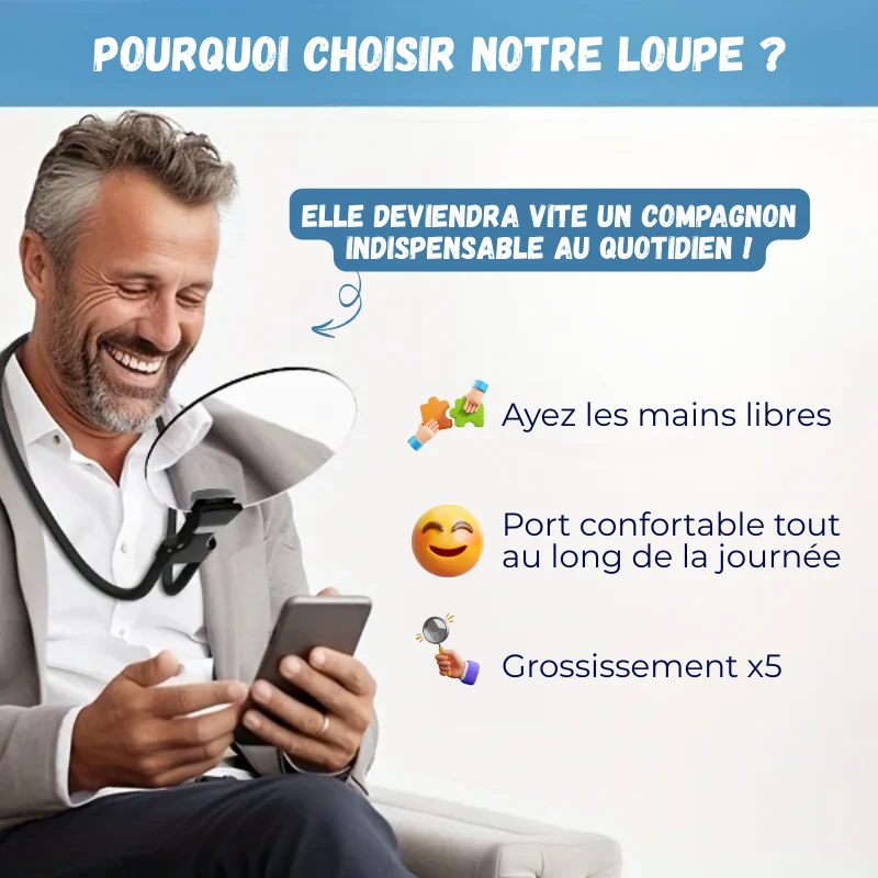 Loupe Mains Libres Grand Écran 5X Réglable